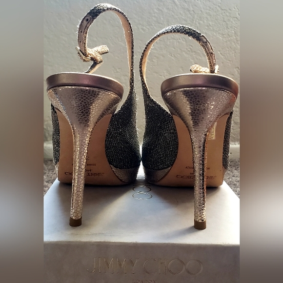 JIMMY CHOO Authentic  Sparkling Peep Toe Platform Heels wBox| Size 36.5 | Worn1x - Picture 10 of 12